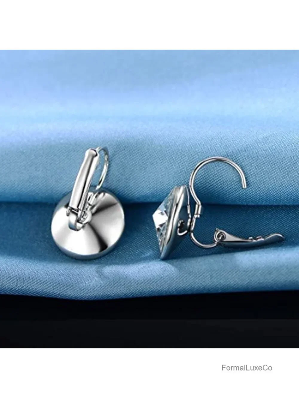 Crystal Drop Earrings 18K White Gold Plated Leverback Hypoallergenic Dangle